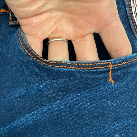 Frank Lyman Skinny Jeans with Red Tuxedo Strip, Distressed. Size M - Picture 11 of 12